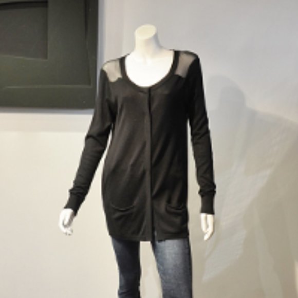 VTG Black Chiffon Back Tunique Cardi - Picture 5 of 9